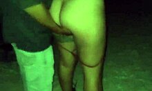 Mexican woman can't hold back on the beach