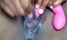 Horny Ebony Squirts Vibrator Orgasm In Bedroom!