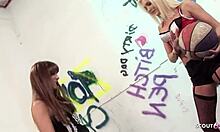 want to see two girls in fishnets having public lesbian sex with dildo?