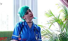 Blue Haired Nurse Takes Care Of Your Cock