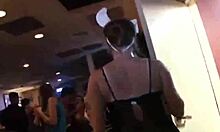 Teen gets pussy fucked hard in standing pose at university dorm party