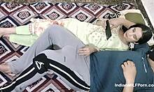 stepsister watches porn on phone, stepbrother fucks her hard with hindi audio