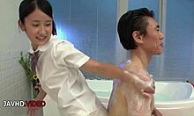 suzu ichinose shows her shaved pussy before a hardcore creampie delight