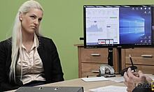 Agent interviews cute teen for cash fun