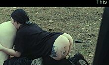 Submissive cutie enjoys roadside picnic with ass eating and rough fucking.