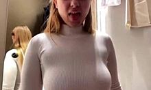 Teen couple fucks publicly in the fitting room.