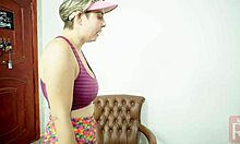 Milf Exercises with Anal Plug, Boyfriend Catches Her Sweaty