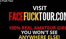 Latina redhead hard sloppy face fuck with facial