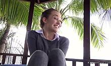 Hot ass girlfriend fucks in patio