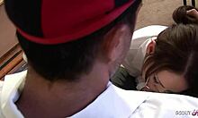 Female teacher caught big dick boy jerk and give him his first fuck