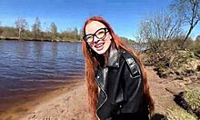 Wild Encounter: Ginger Beauty Gives Extreme Public Blowjob In The Woods