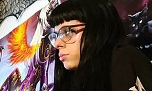 Hungarian goth teen gives ASMR kisses with glasses