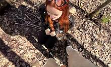 Wild Encounter: Ginger Beauty Gives Extreme Public Blowjob In The Woods
