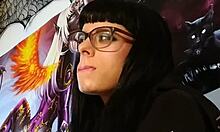 Hungarian goth teen gives ASMR kisses with glasses