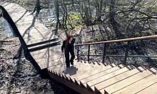 Wild Encounter: Ginger Beauty Gives Extreme Public Blowjob In The Woods