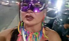 Brunette Latina Flashes Big Clit at Carnival Without Dick