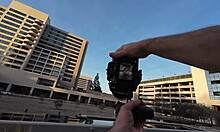 young black babe with big tits gets tricked into fucking street photographer's huge dick covered in cum