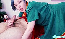 Naughty Elf Gives Blowjob and 69 with Monster Cock!