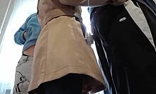 Two students and teacher in a close group