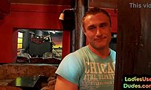 Femdom babes pegging guy asshole with bottle