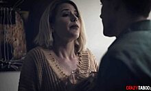 milf stepmom assists teen stepson with blowjob and handjob in taboo scenario