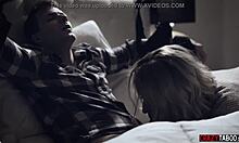 milf stepmom assists teen stepson with blowjob and handjob in taboo scenario