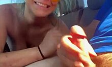 Cheating blonde whore sucks cock and takes facial out in public midday