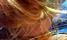 Cheating blonde whore sucks cock and takes facial out in public midday