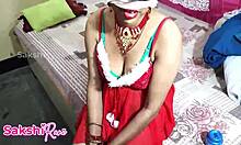 Indian stepmom fucked on christmas in sexy dress for celebration