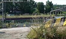 Blonde girl gets banged in public street daylight