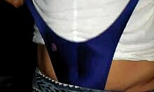 Lydia in Thong, Highlighting the Contrast Between Her Innocent Teen Nature and Playful Pose