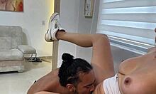 Beautiful colombian seduces a religious guy who visits her to preach to her