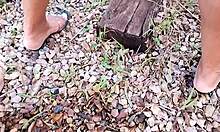 fucking tight ass outdoors with monster cock and big clit!