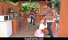 Fucking my petite 18+ stepsister while stepdad is blindfolded - orgyfamily.