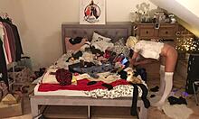 girls try on thongs and pasties at home party