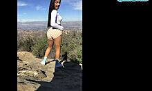 Sexy ebony amateur almost busted masturbating in public park