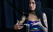 Evelyn Buarque in sheer red lingerie dominates bisexual fetish at club