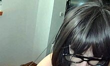 Wife gives double blowjob to husband and guest in threesome