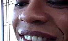 Black shemale masturbates with big cock and cums