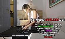 amazingly beautiful hot horny blonde reads book and jerks big cock guy