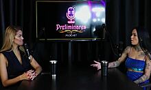 Evelyn Buarque in sheer red lingerie dominates bisexual fetish at club