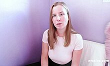 Sexy blonde babe Rita rubs her swollen shaved pussy clit