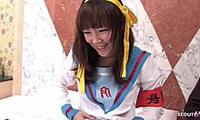 small japanese cosplay virgin stepsister tricked into first defloration creampie fuck in uncensored jav