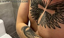 Teen expert sucking cock close-up in bathroom