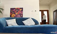 first whitezilla monster cock for skinny girl next door amor hilton by chris charming, she rides and gags on it.