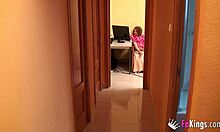 Esmeralda masturbates while electrician is next door