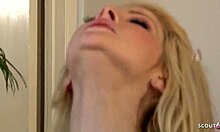 first whitezilla monster cock for skinny girl next door amor hilton by chris charming, she rides and gags on it.