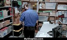 Lucky thief caught stealing green clothes gets dominated by black burglar