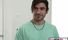 Big ass teen stepsis catches peeping stepbro and devours big dick 😈