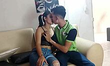 this beautiful girl flirts with her best friend and begs for hard sex until he cums inside her